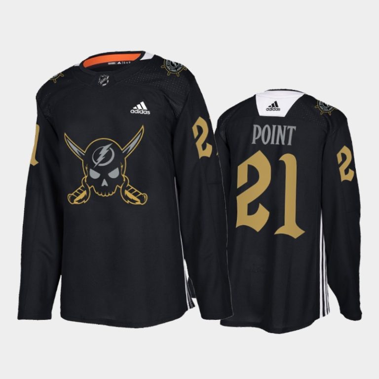 Men Tampa Bay Lightning Brayden Point #21 Gasparilla inspired Jersey Black Pirate-themed Warmup