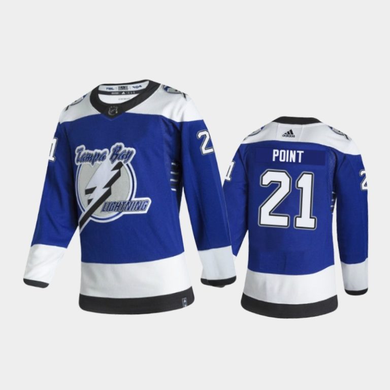 Men Tampa Bay Lightning Brayden Point #21 Reverse Retro 2020-21 Blue Jersey