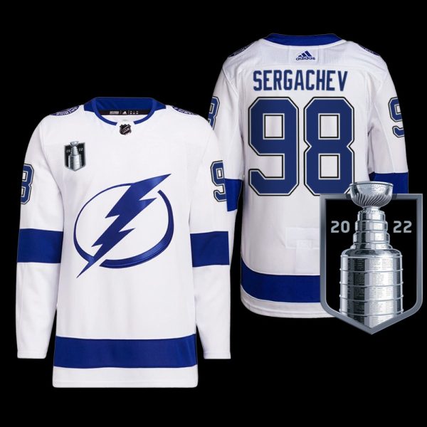 Men Tampa Bay Lightning Mikhail Sergachev 2022 Eastern Conference Champs Jersey White Primegreen Uniform