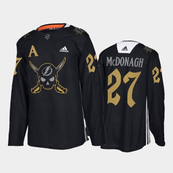 Men Tampa Bay Lightning Ryan McDonagh #27 Gasparilla inspired Jersey Black Pirate-themed Warmup