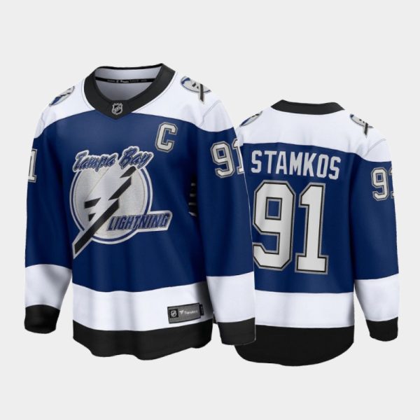 Men Tampa Bay Lightning Steven Stamkos #91 Reverse Retro Royal 2020-21 Special Edition Jersey