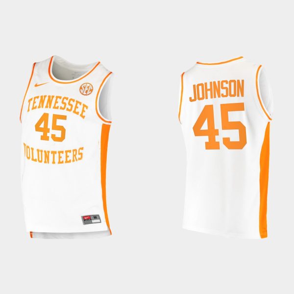 Men Tennessee Volunteers NCAA Basketball No. 45 Keon Johnson White Replica College Basketball Jersey