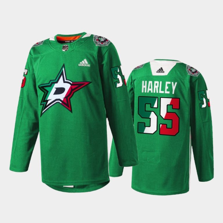 Men Thomas Harley Dallas Stars Noche Mexicana Jersey Green #55 Special Warmup