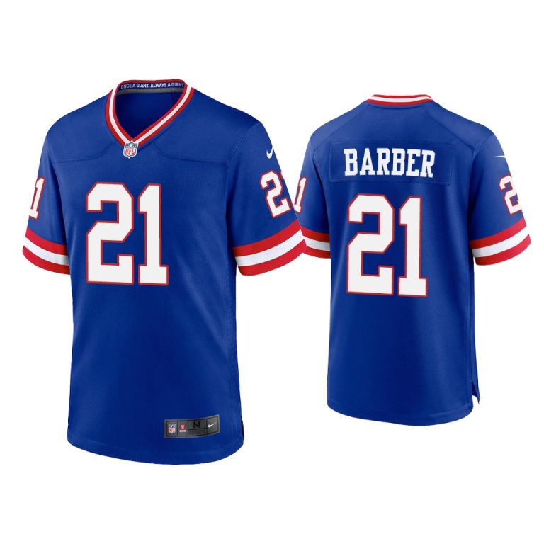 Men Tiki Barber New York Giants Royal Classic Game Jersey