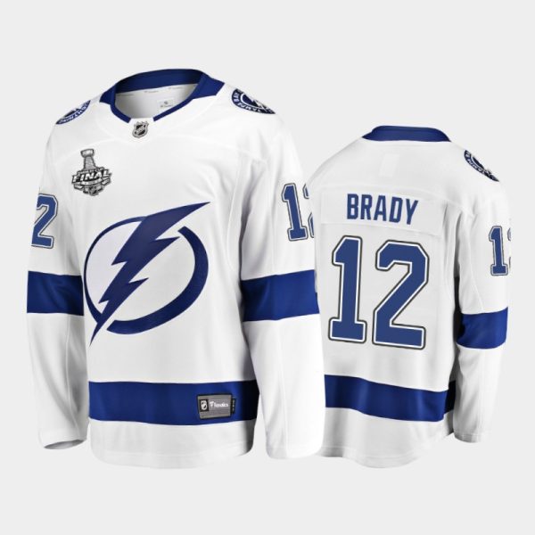 Men Tom Brady Tampa Bay Lightning Return to New England beat Patriots White Special Commemoration Jersey