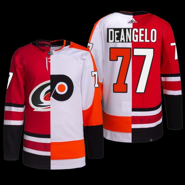 Men Tony DeAngelo #77 Hurricanes x Flyers Split Edition Red White Special Jersey