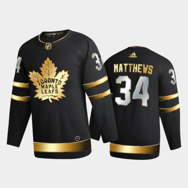Men Toronto Maple Leafs Auston Matthews #34 2020-21 Golden Black Limited Edition Jersey
