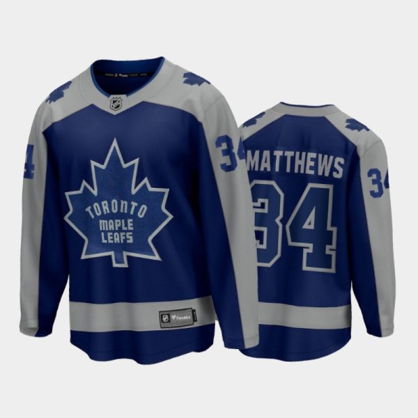 Men Toronto Maple Leafs Auston Matthews #34 Reverse Retro Royal 2020-21 Special Edition Jersey
