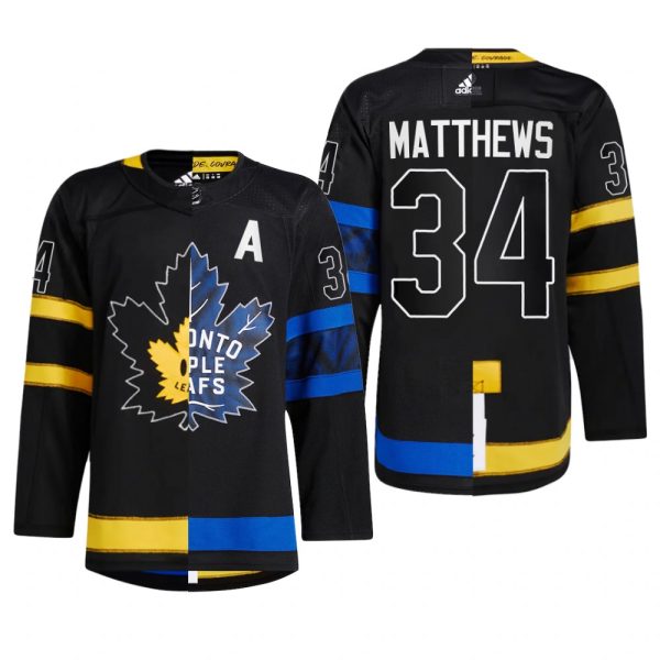 Men Toronto Maple Leafs Auston Matthews #34 Split Edition Alternate Drew house Black Jersey