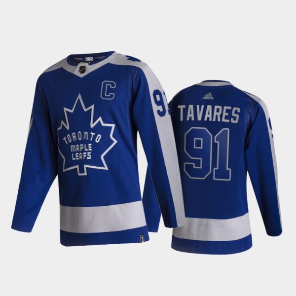 Men Toronto Maple Leafs John Tavares #91 Reverse Retro 2020-21 Blue Special Edition Jersey