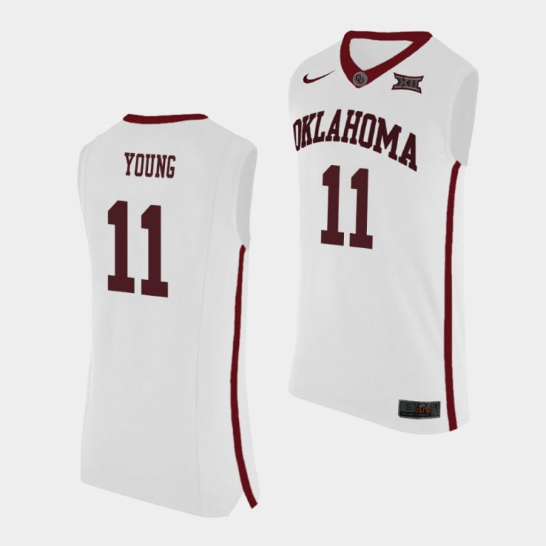 Men Trae Young Oklahoma Sooners #11 White Replica College Basketball Jersey