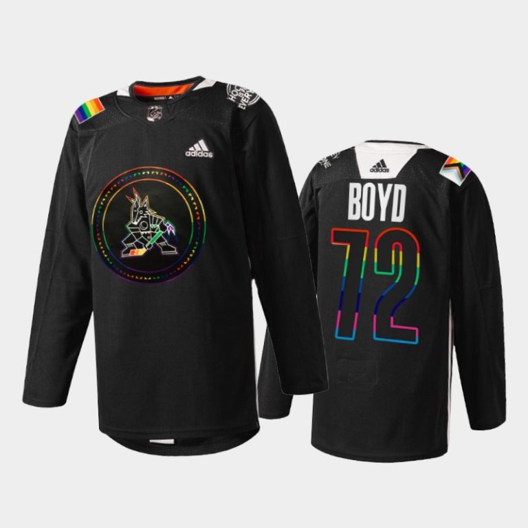 Men Travis Boyd Arizona Coyotes Pride Night 2022 Jersey Black #72 HockeyIsForEveryone