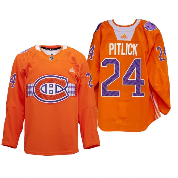 Men Tyler Pitlick Montreal Canadiens Indigenous Celebration Night Jersey Orange #24 Warmup