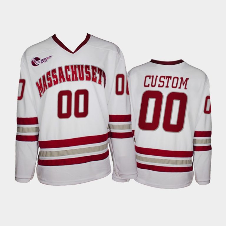 Men UMass MinuteCustom #00 College Hockey White Replica Jersey 2021-22