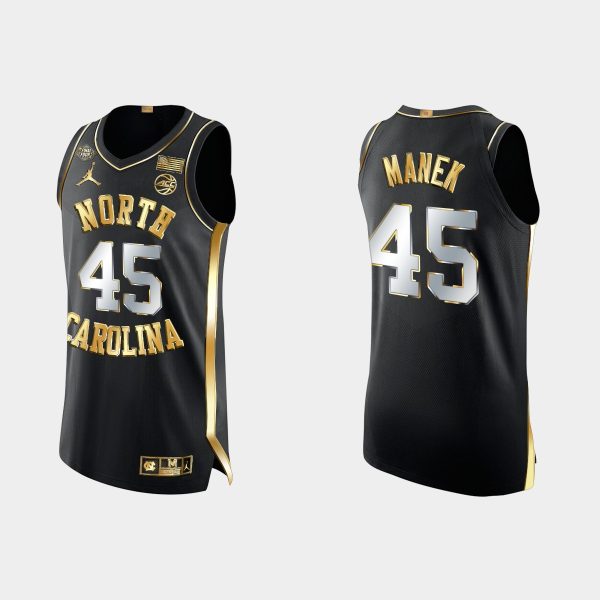 Men UNC Brady Manek #45 Black 2022 NCAA Basketball Final Four Golden Edition Jersey