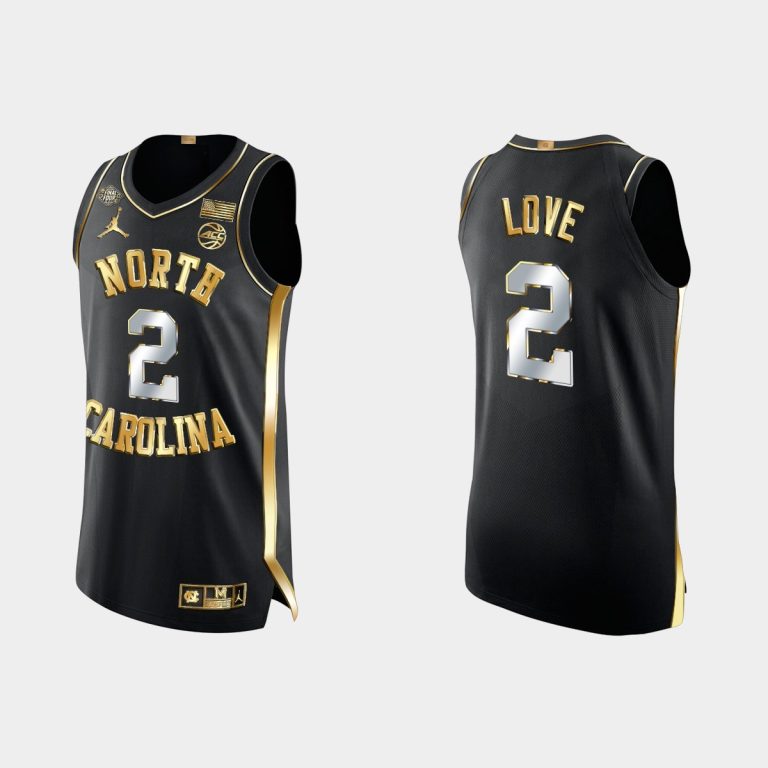 Men UNC Caleb Love #2 Black 2022 NCAA Basketball Final Four Golden Edition Jersey