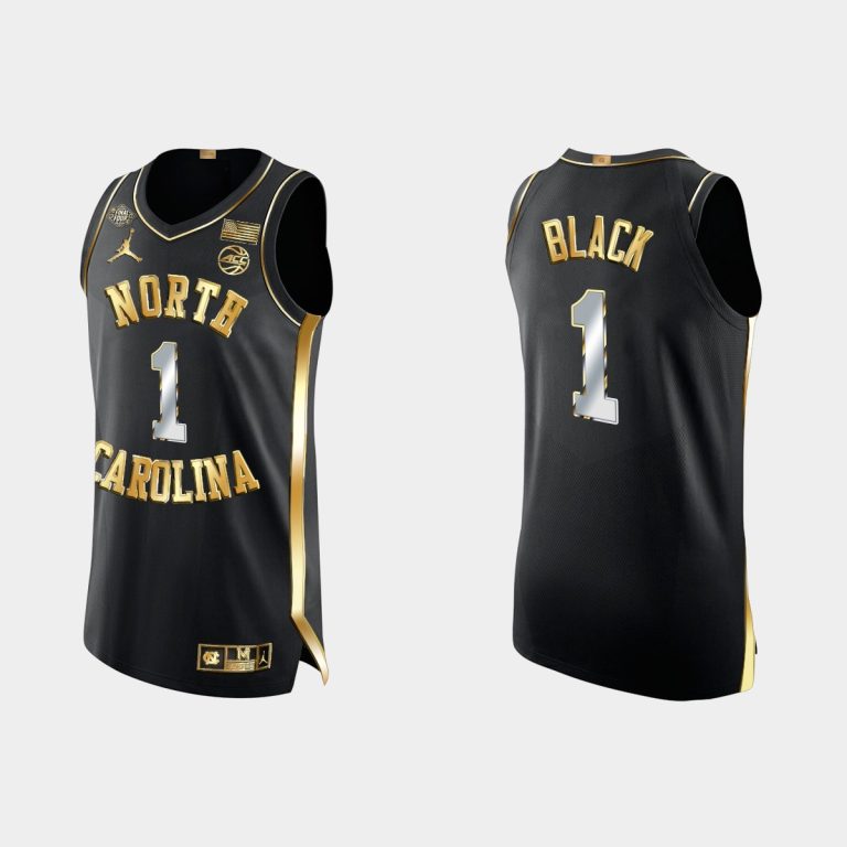 Men UNC Leaky Black #1 Black 2022 NCAA Basketball Final Four Golden Edition Jersey