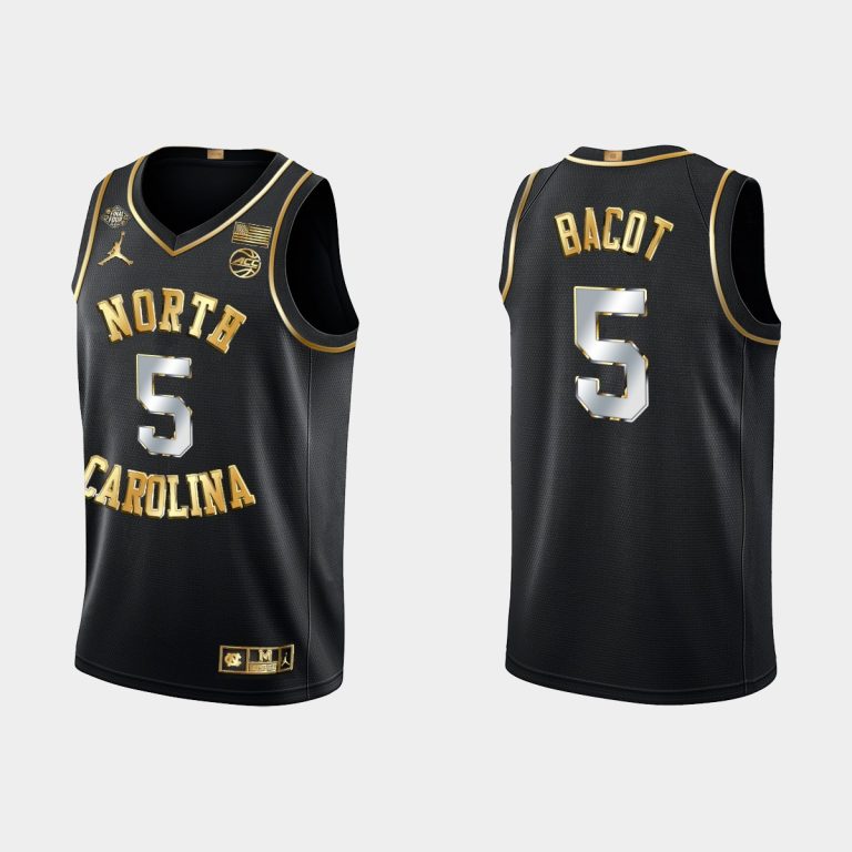 Men UNC Tar Heels Armando Bacot #5 Black Gold 2022 Final Four Golden Edition Jersey