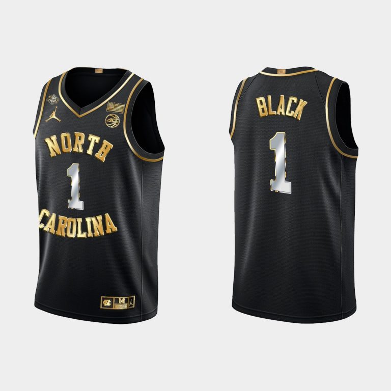 Men UNC Tar Heels Leaky Black #1 Black Gold 2022 Final Four Golden Edition Jersey