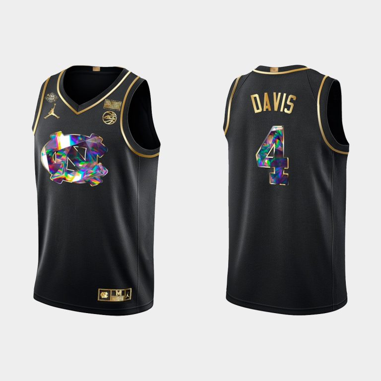 Men UNC Tar Heels NCAA Basketball No. 4 RJ Davis Black 2022 Final Four Diamond Edition Jersey