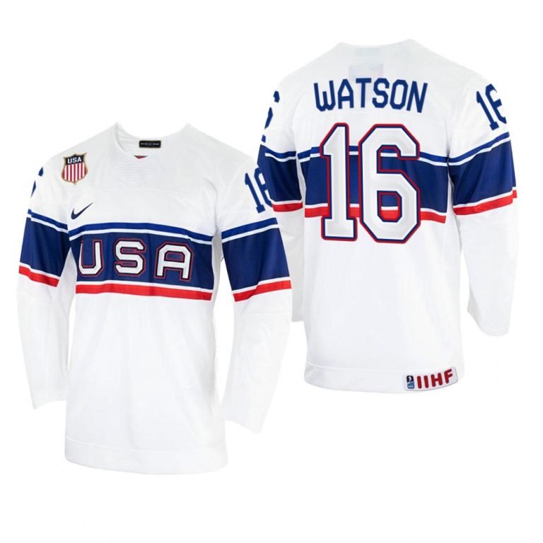 Men USA Hockey Austin Watson 2022 IIHF World Championship White #16 Jersey Home