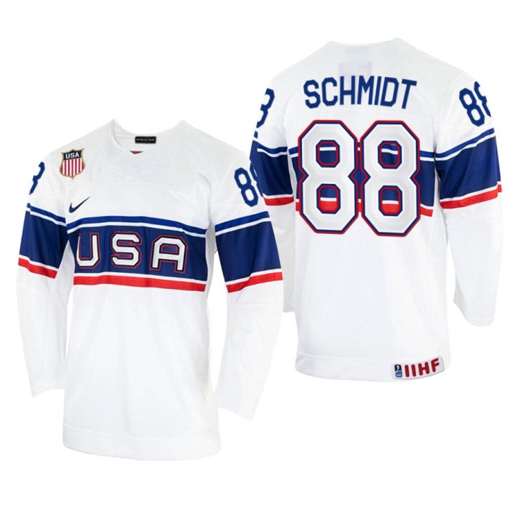 Men USA Hockey Nate Schmidt 2022 IIHF World Championship White #88 Jersey Home