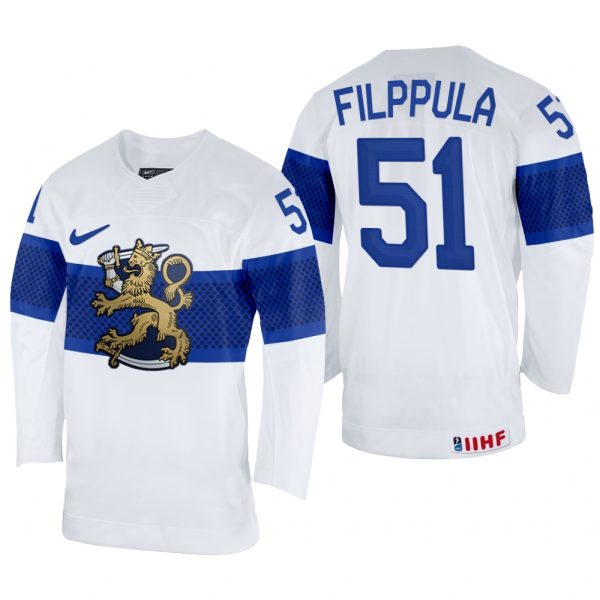 Men Valtteri Filppula Finland Hockey White Home Jersey 2022 IIHF World Championship