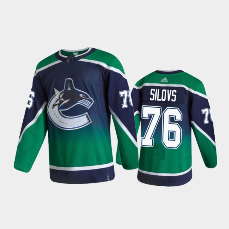 Men Vancouver Canucks Arturs Silovs #76 Reverse Retro 2021 Green Jersey