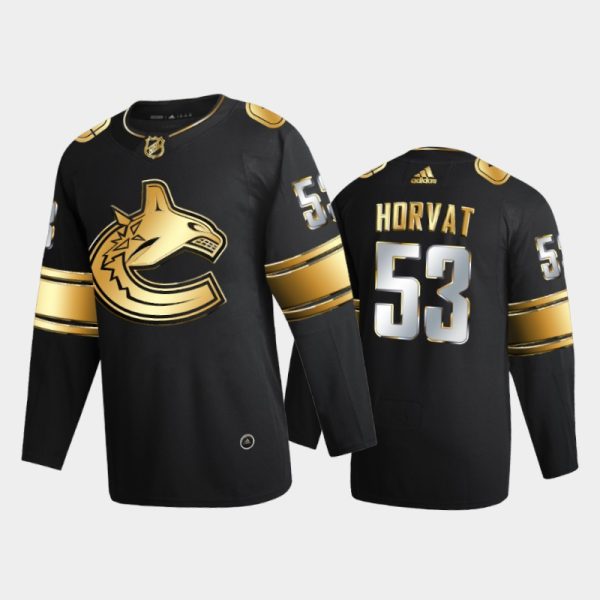 Men Vancouver Canucks Bo Horvat #53 2020-21 Golden Edition Black Limited Jersey