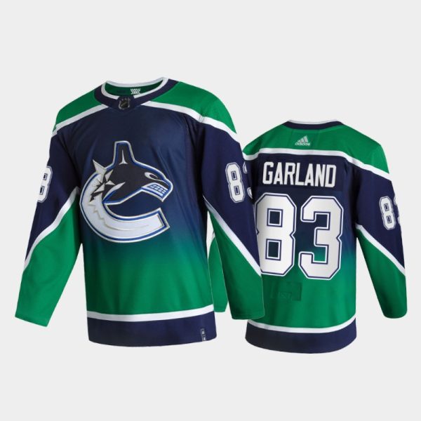 Men Vancouver Canucks Conor Garland #83 2021 Reverse Retro Green Special Edition Jersey