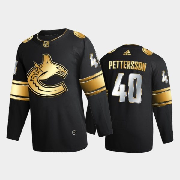 Men Vancouver Canucks Elias Pettersson #40 2020-21 Golden Edition Black Limited Jersey