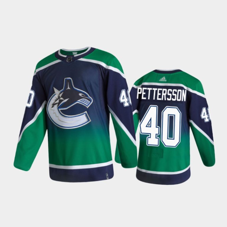 Men Vancouver Canucks Elias Pettersson #40 Reverse Retro 2020-21 Blue Jersey