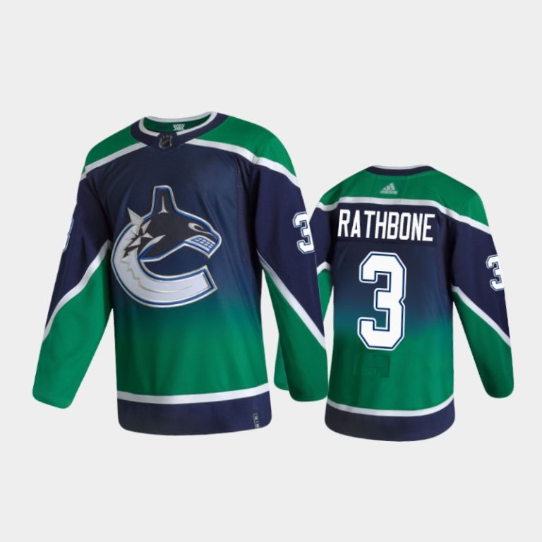 Men Vancouver Canucks Jack Rathbone #3 Reverse Retro 2021 Green Jersey