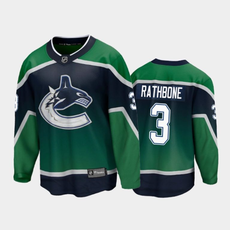 Men Vancouver Canucks Jack Rathbone #3 Reverse Retro Green 2021 Jersey