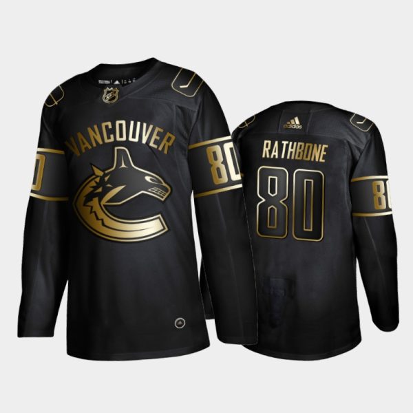 Men Vancouver Canucks Jack Rathbone #80 Golden Edition Black Jersey