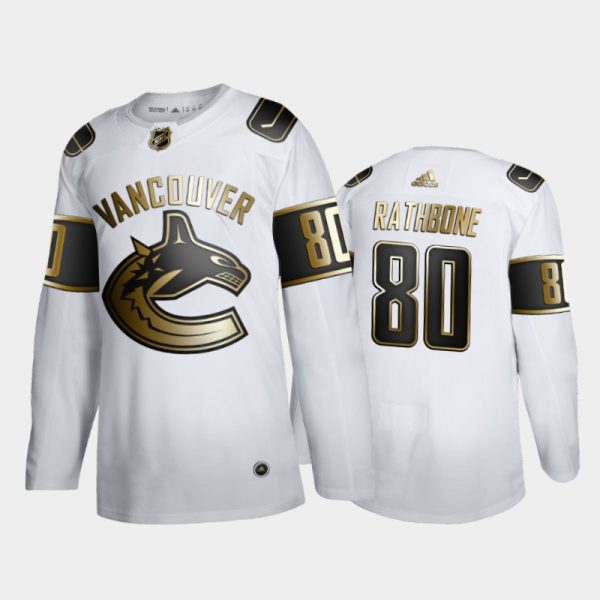 Men Vancouver Canucks Jack Rathbone #80 Golden Edition White Jersey