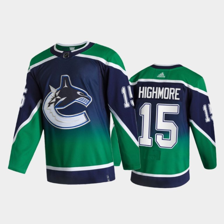 Men Vancouver Canucks Matthew Highmore #15 2021 Reverse Retro Green Special Edition Jersey