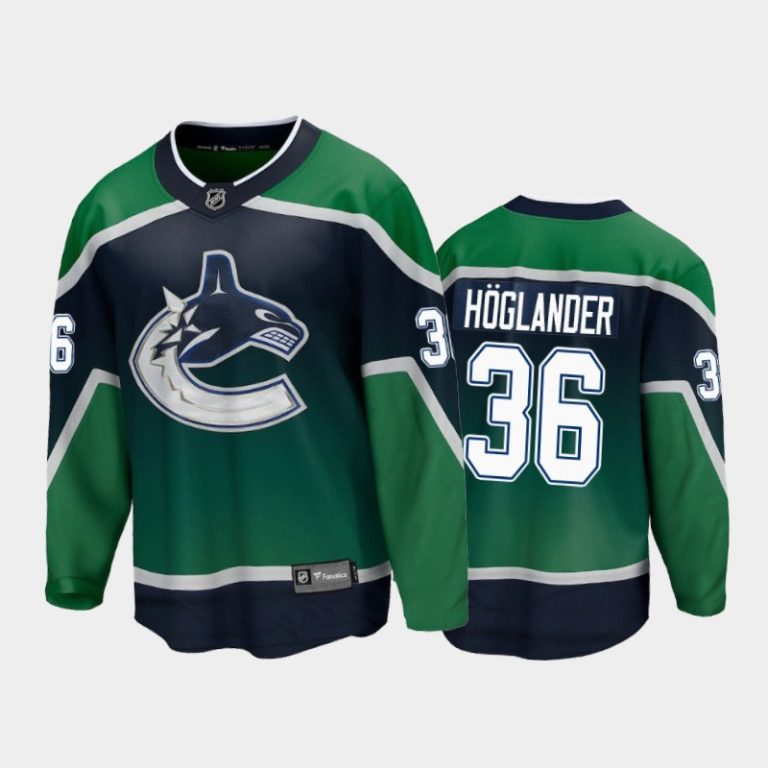 Men Vancouver Canucks Nils Hoglander #36 Reverse Retro Green 2021 Breakaway Jersey