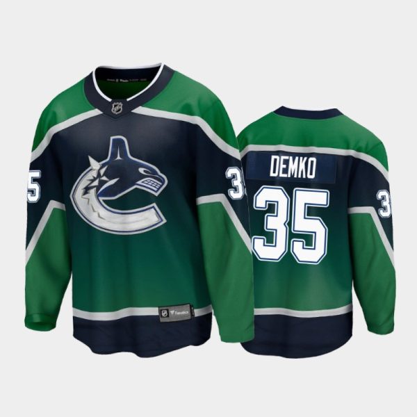 Men Vancouver Canucks Thatcher Demko #35 Special Edition Green 2021 Jersey