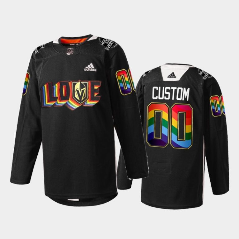 Men Vegas Golden Knights Custom #00 LGBTQ Pride Night 2022 Jersey Black Rainbow Practice