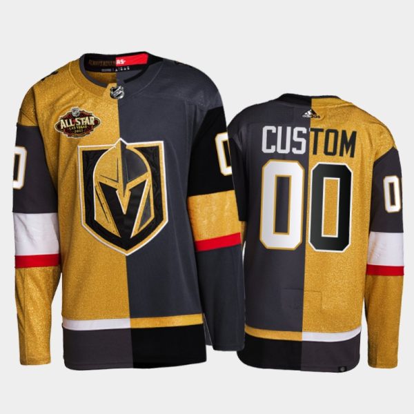 Men Vegas Golden Knights Custom 2022 All-Star Jersey Gold Black Split Edition Uniform