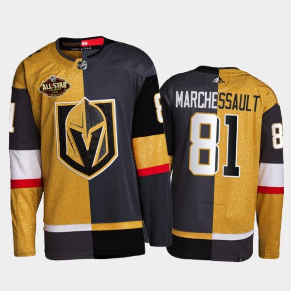 Men Vegas Golden Knights Jonathan Marchessault 2022 All-Star Jersey Gold Black Split Edition Uniform