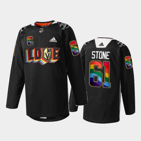 Men Vegas Golden Knights Mark Stone #61 LGBTQ Pride Night 2022 Jersey Black Rainbow Practice