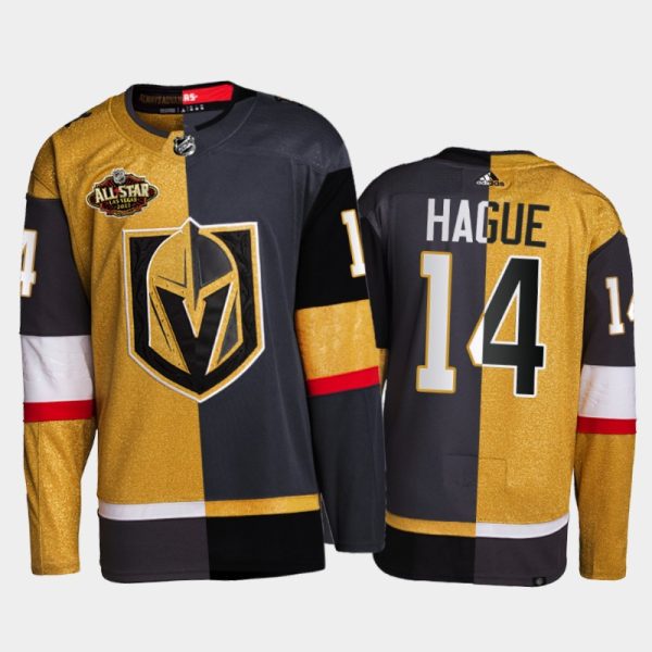 Men Vegas Golden Knights Nicolas Hague 2022 All-Star Jersey Gold Black Split Edition Uniform