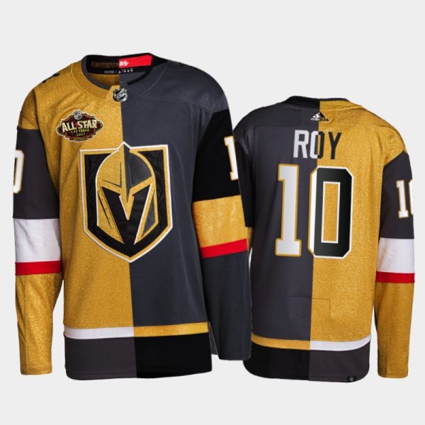 Men Vegas Golden Knights Nicolas Roy 2022 All-Star Jersey Gold Black Split Edition Uniform