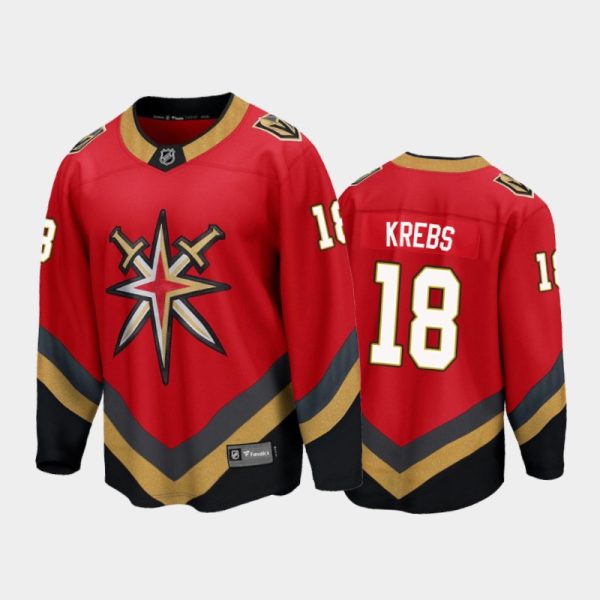 Men Vegas Golden Knights Peyton Krebs #18 Reverse Retro Red 2021 Jersey