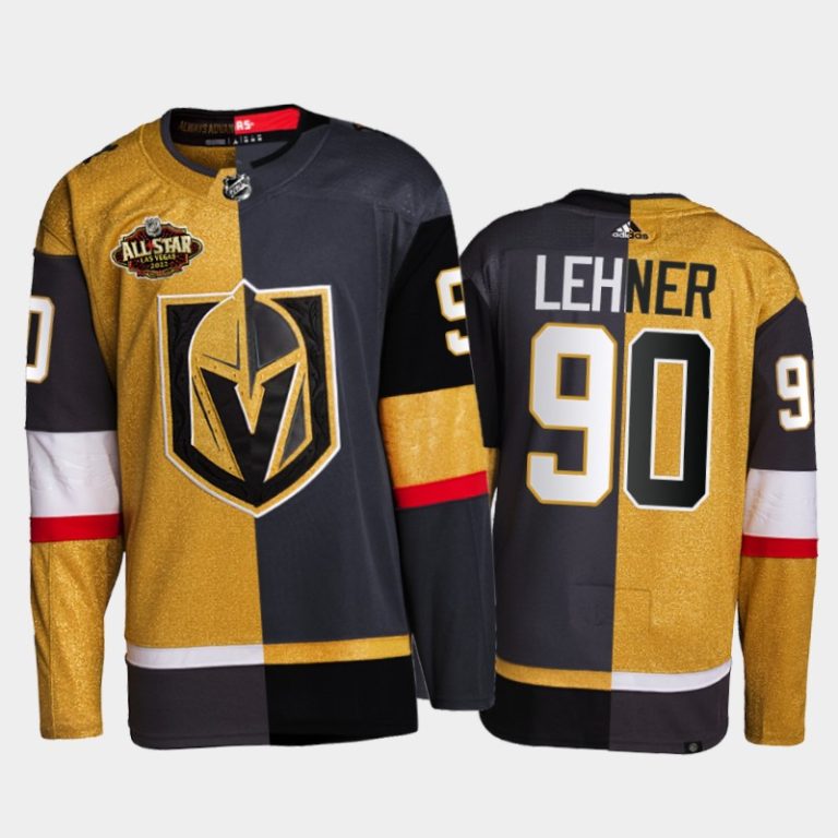 Men Vegas Golden Knights Robin Lehner 2022 All-Star Jersey Gold Black Split Edition Uniform