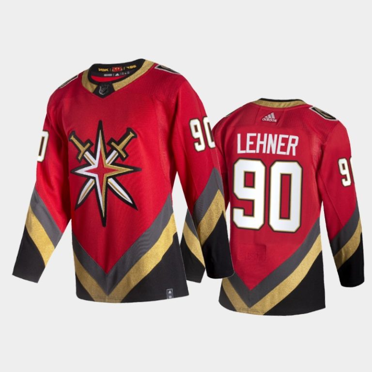 Men Vegas Golden Knights Robin Lehner #90 2021 Reverse Retro Red Fourth Jersey