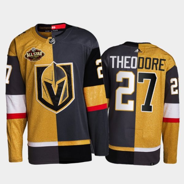 Men Vegas Golden Knights Shea Theodore 2022 All-Star Jersey Gold Black Split Edition Uniform