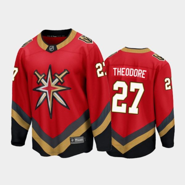 Men Vegas Golden Knights Shea Theodore #27 Special Edition Red 2021 Jersey